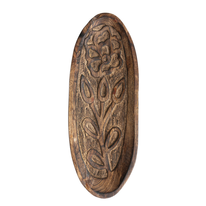Bandeja de madera flor oval