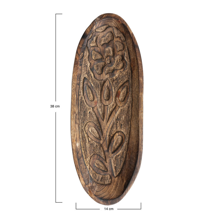 Bandeja de madera flor oval