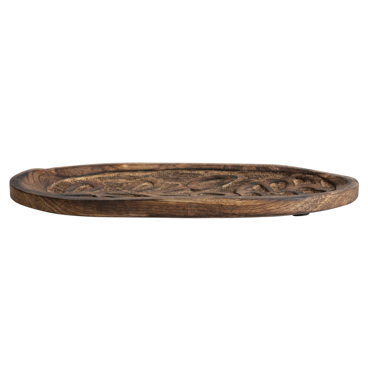 Bandeja de madera flor oval