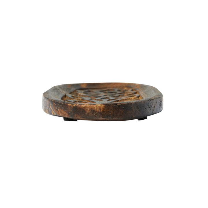Bandeja de madera flor oval