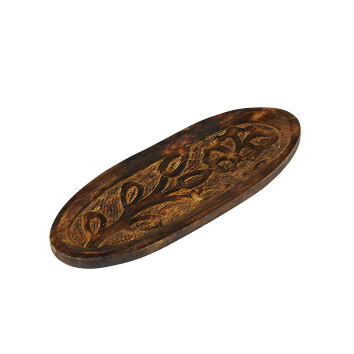 Bandeja de madera flor oval