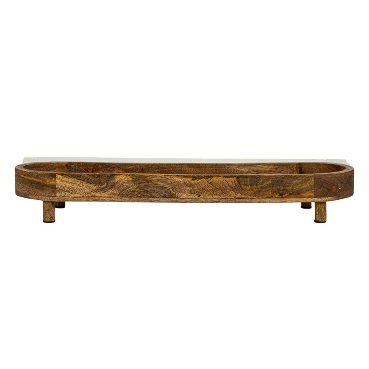 Pedestal Oval con Borde y Patas de Madera