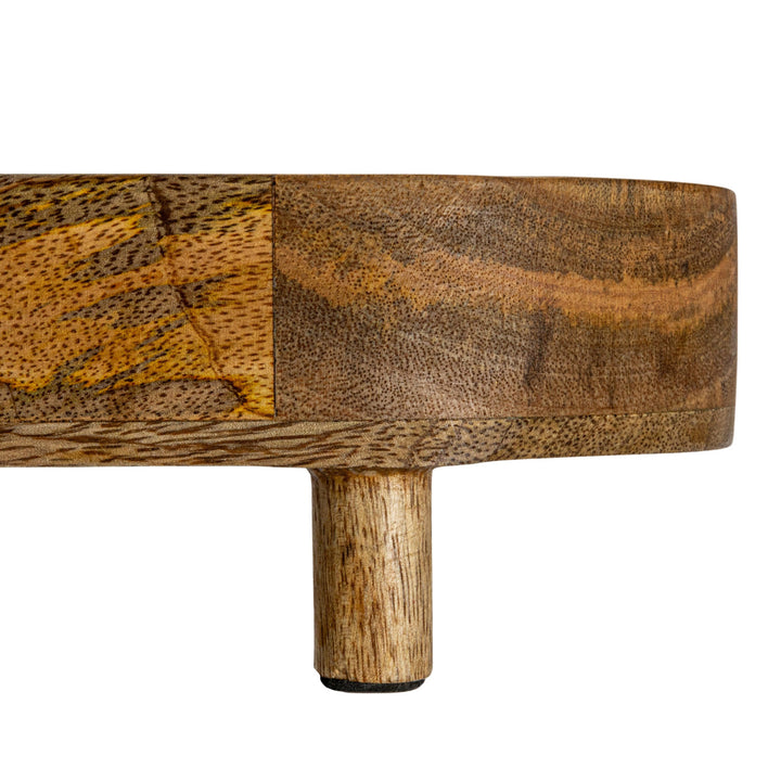 Pedestal Oval con Borde y Patas de Madera