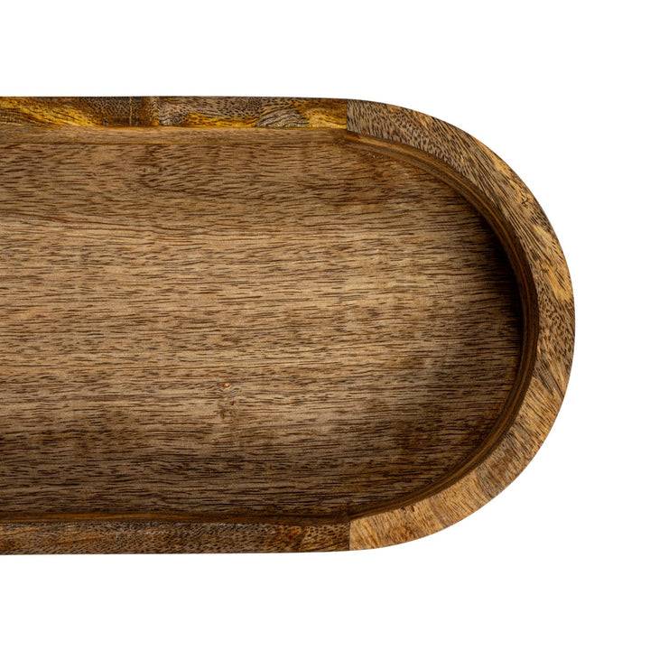 Pedestal Oval con Borde y Patas de Madera