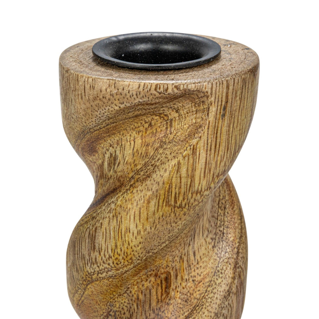 Portavela Twist Tallado Madera Claro