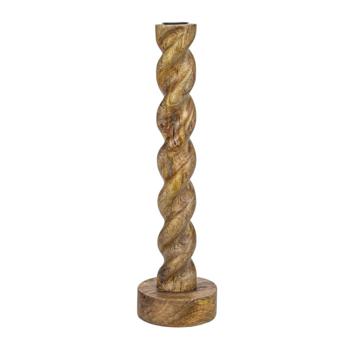 Portavela Twist Tallado Madera Claro