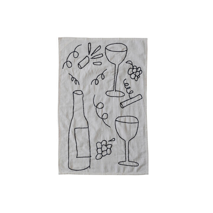 Paño de Cocina Bordado Vino
