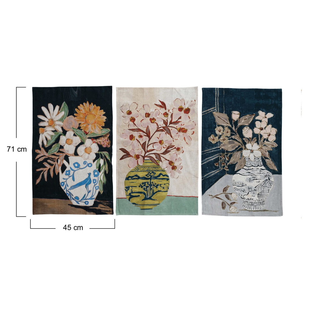 Paño de Cocina Jarrón de Flores, 3 estilos