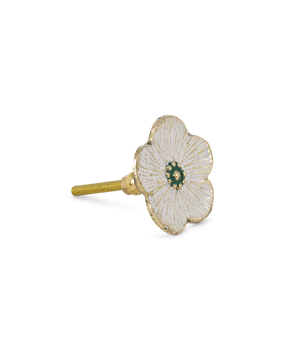 Tirador Bronce Flor Blanca