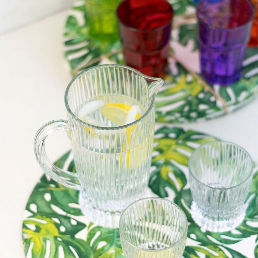 Set 4 Vasos bajos más Jarro Riedel