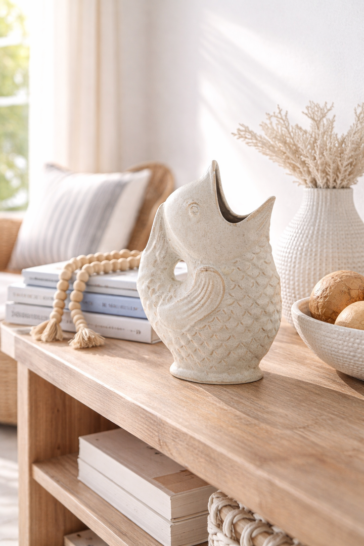 Vasija de cerámica Pez blanco