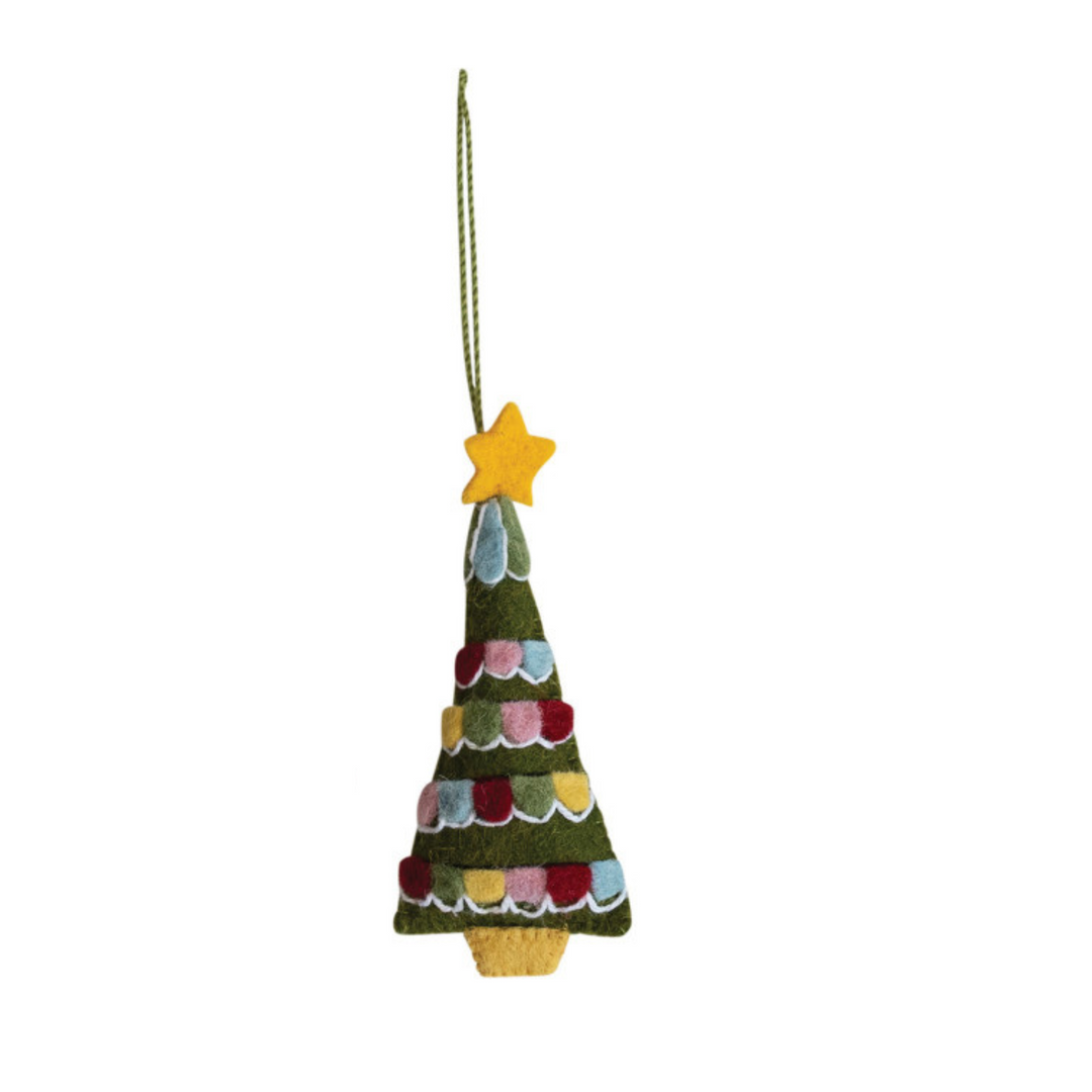 Colgante Árbol de Navidad Fieltro Estrella Amarilla