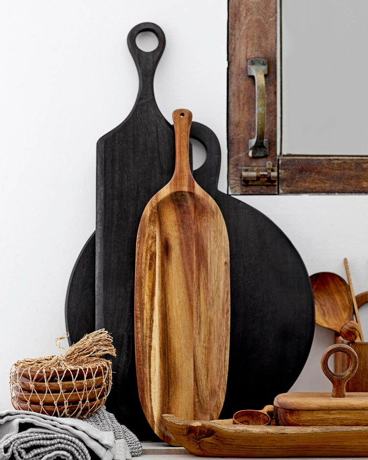 Tabla de Madera Circular Negra