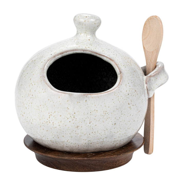 Salero de Gres con Cuchara y Base