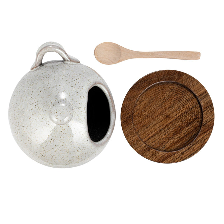 Salero de Gres con Cuchara y Base