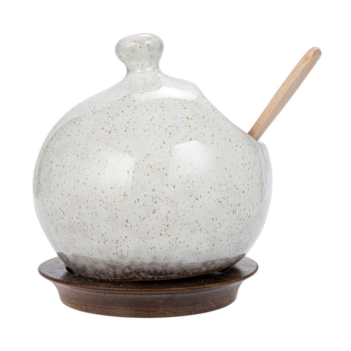 Salero de Gres con Cuchara y Base