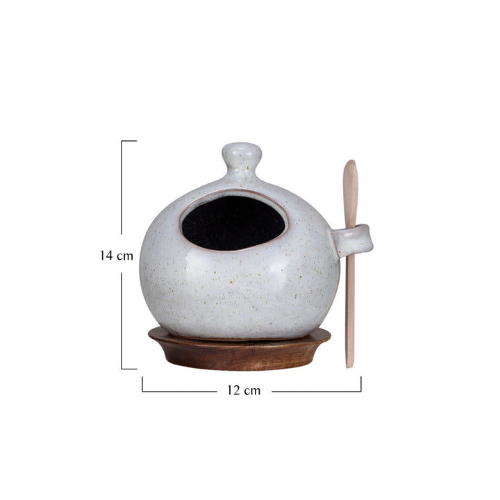Salero de Gres con Cuchara y Base