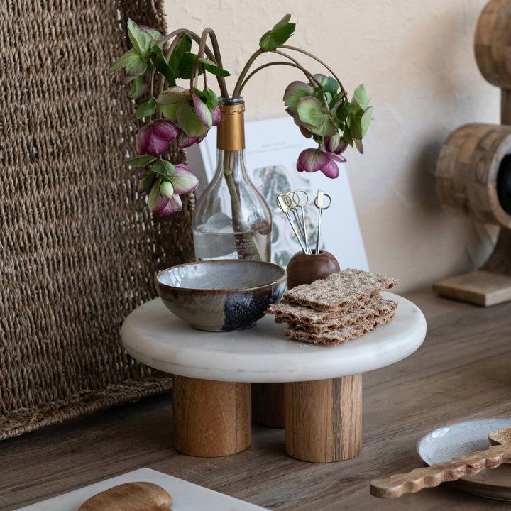 Pedestal de Mármol con base de Madera