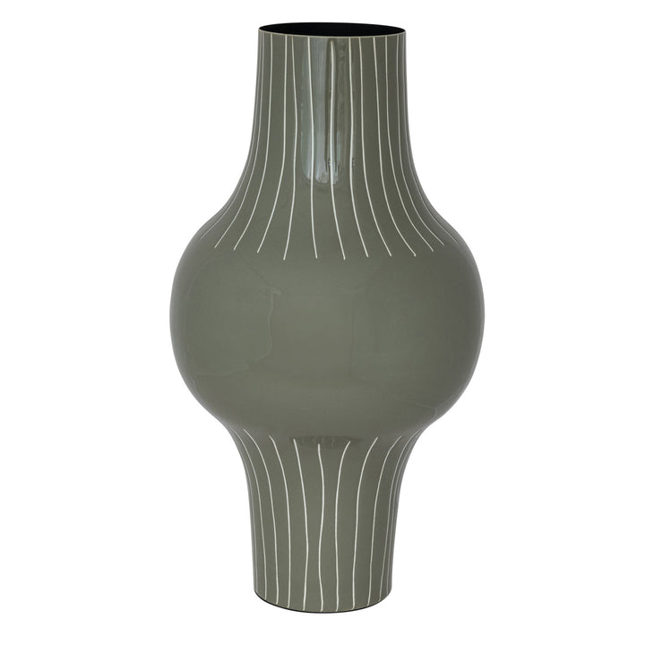 Florero o Vasija Esmaltada Gris Líneas Orgánicas