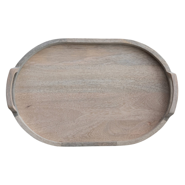Bandeja Oval de Madera Blanqueada