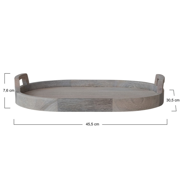 Bandeja Oval de Madera Blanqueada