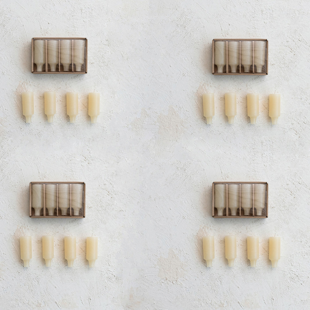 Velas Pequeñas Crudo, set de 4