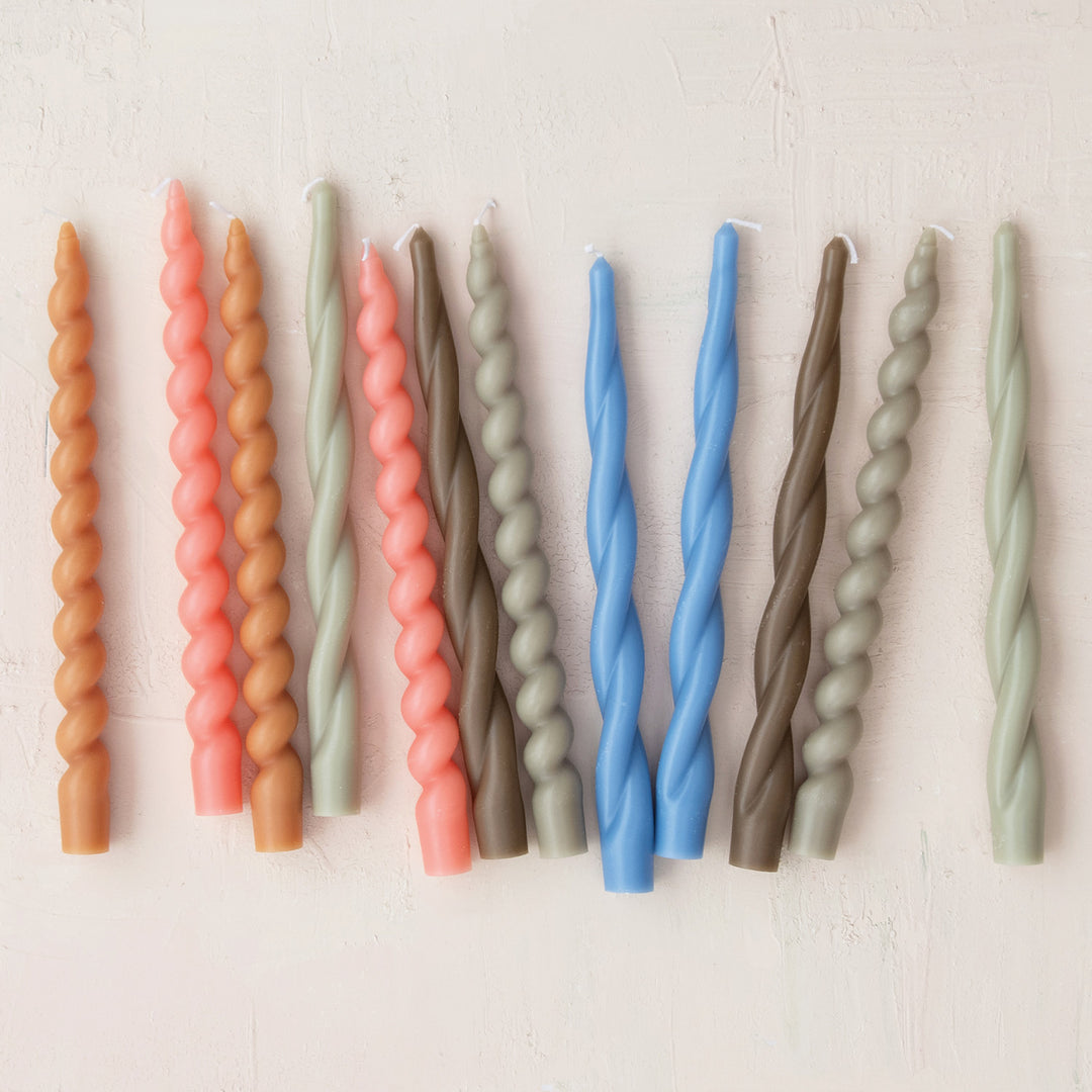 Velas Curly Verde Oliva (Set de 2)