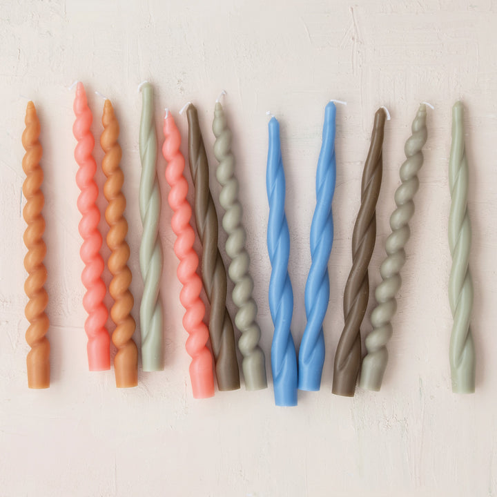 Velas Curly Verde Oliva (Set de 2)