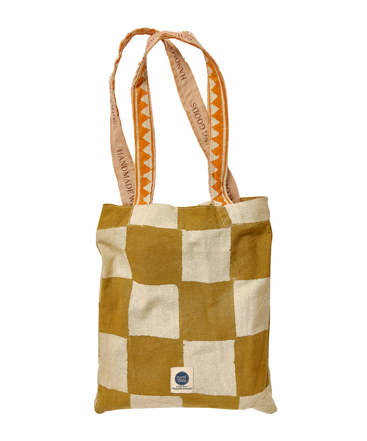 Mantel Block Print Checkmate 240 x 280 cm con Tote Bag