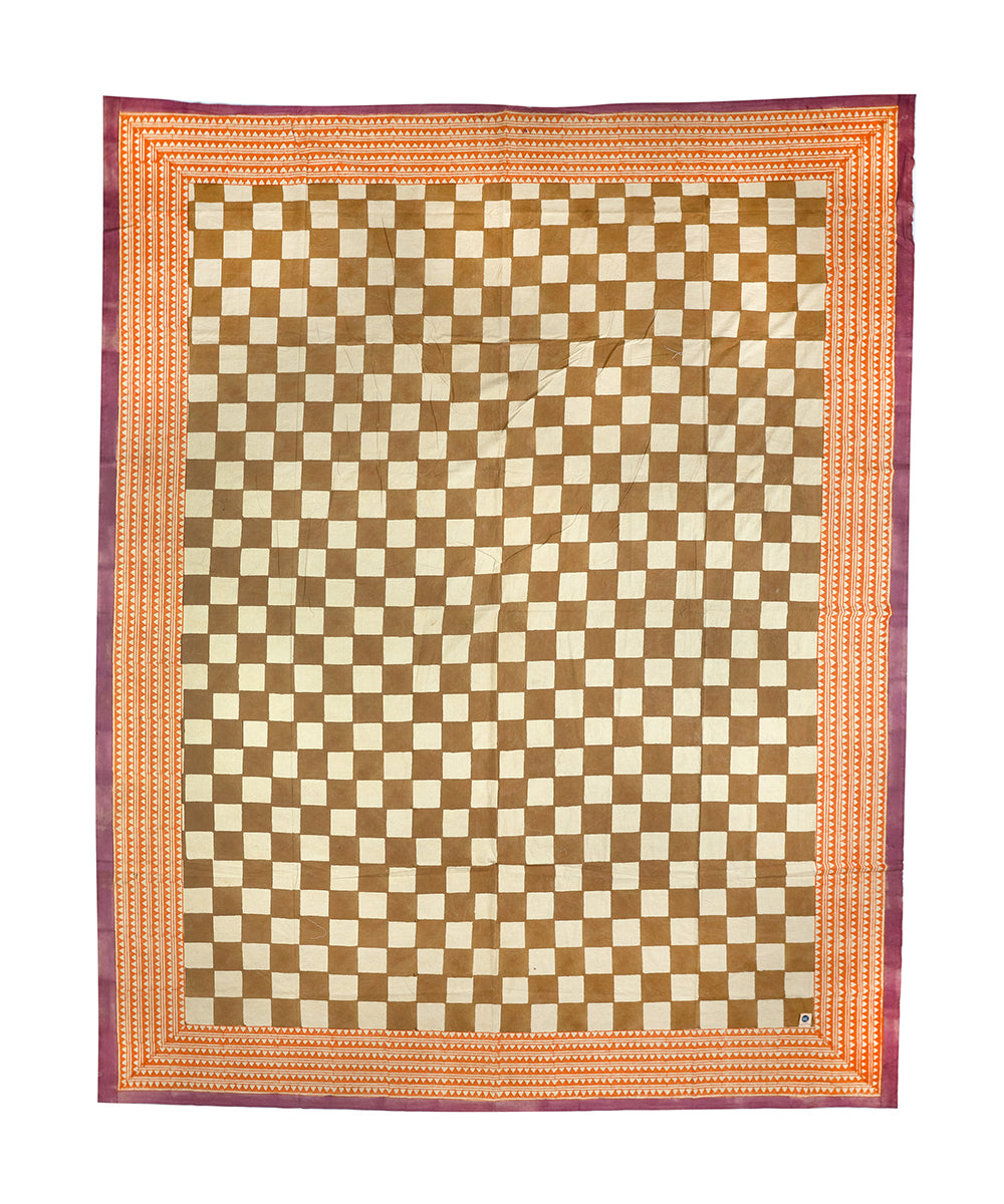 Mantel Block Print Checkmate 240 x 280 cm con Tote Bag