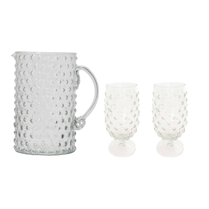 Set 6 Vasos y Jarra Puntos de Vidrio
