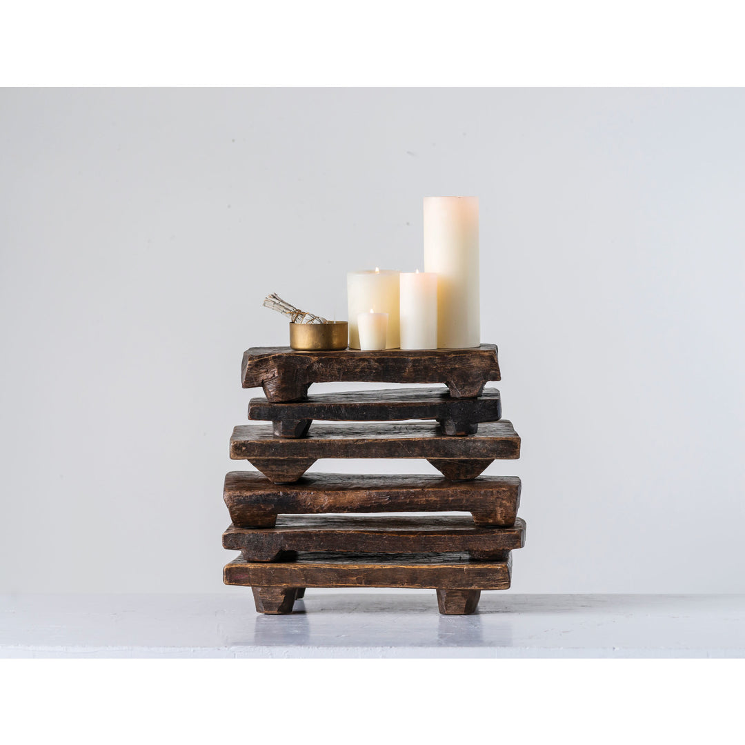 Pedestal Rectangular de Madera Reciclada