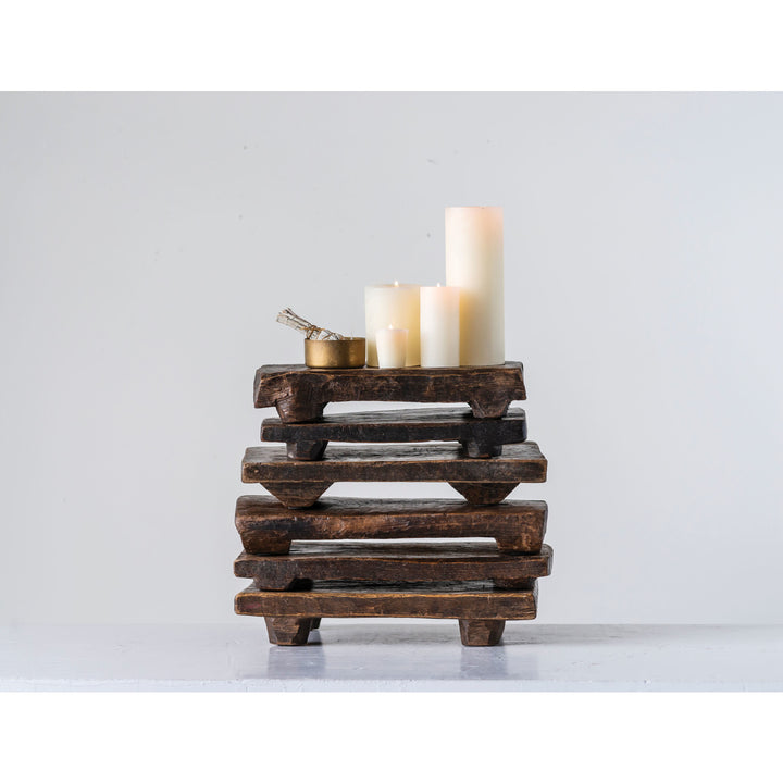 Pedestal Rectangular de Madera Reciclada