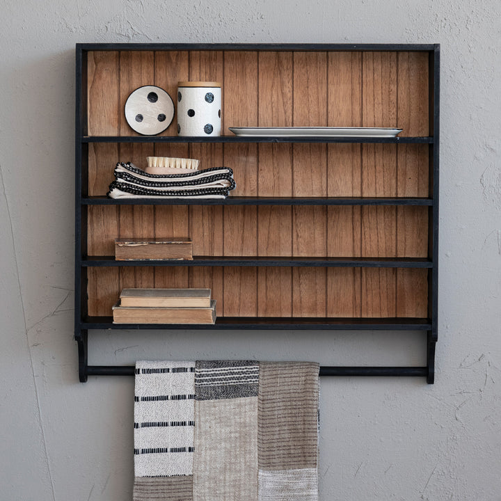 Estante de Pared Black & Wood con barra