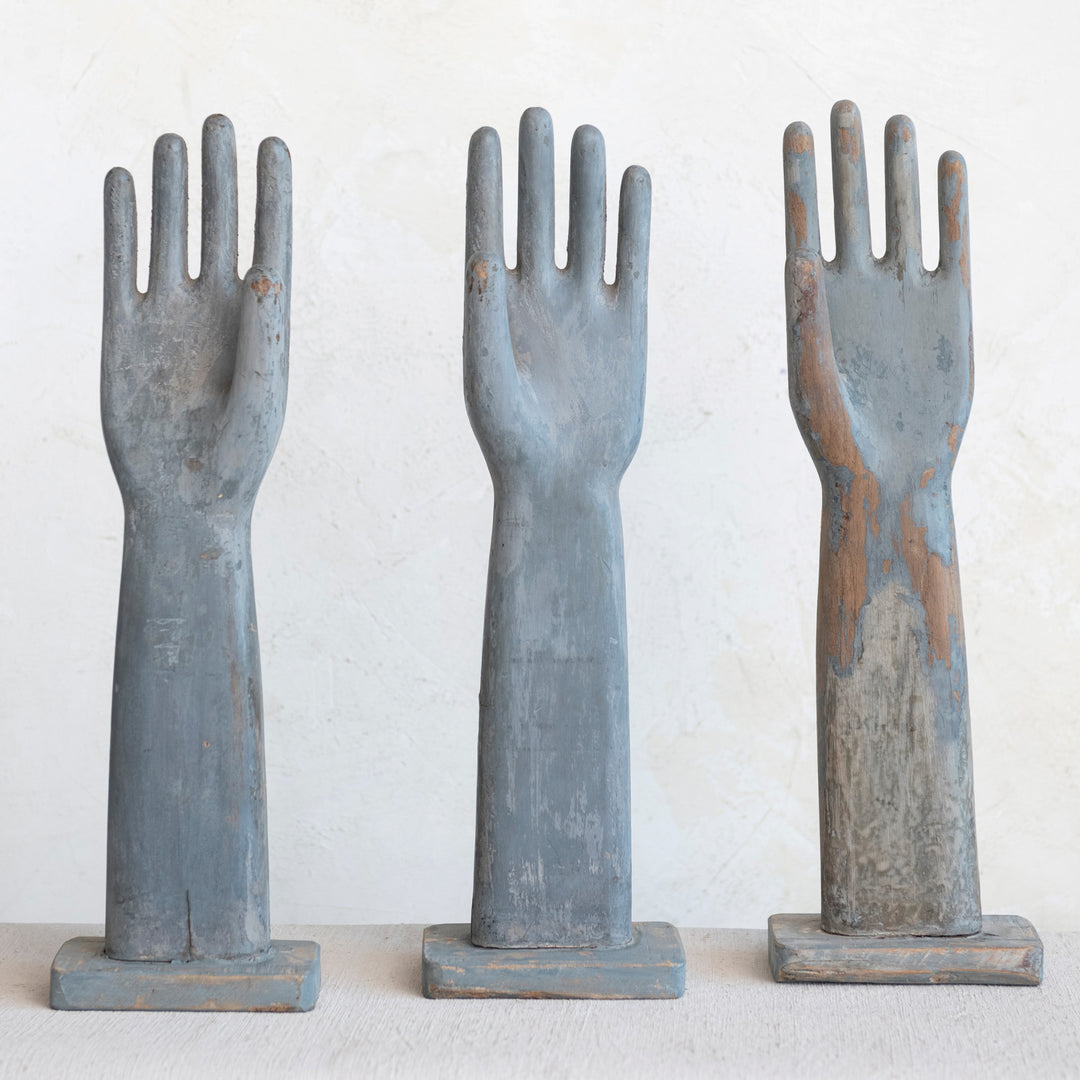 Escultura Mano de Madera Blue