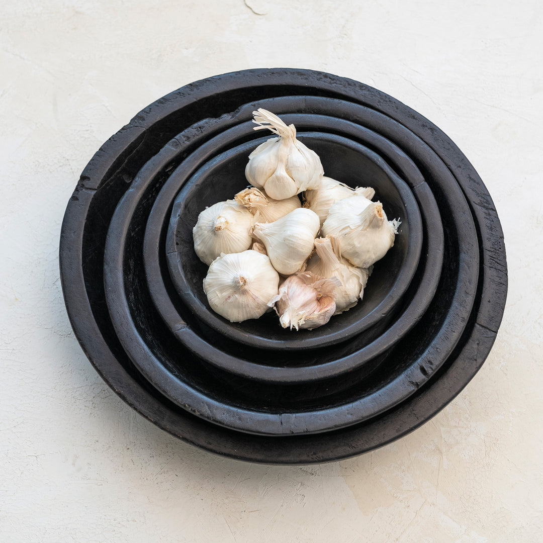 Bowls Vintage de Madera Recuperada Color Negro, 4 tamaños