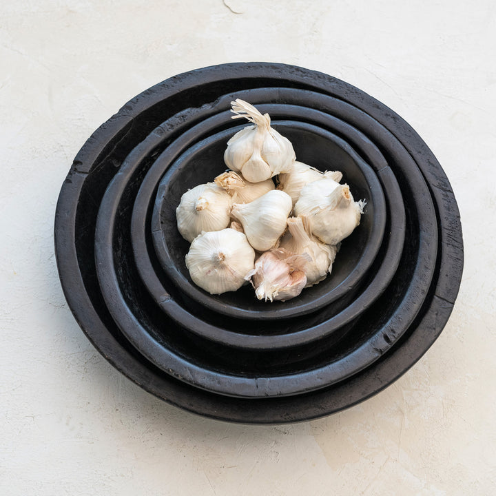 Bowls Vintage de Madera Recuperada Color Negro, 4 tamaños