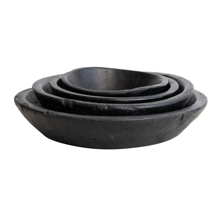 Bowls Vintage de Madera Recuperada Color Negro, 4 tamaños