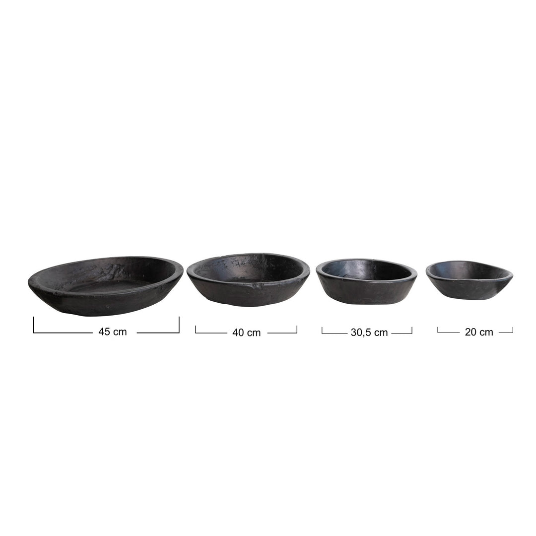 Bowls Vintage de Madera Recuperada Color Negro, 4 tamaños