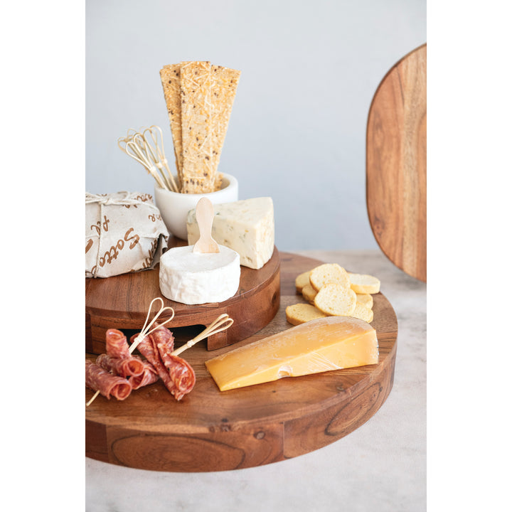 Pedestal Circular de Madera con Asas