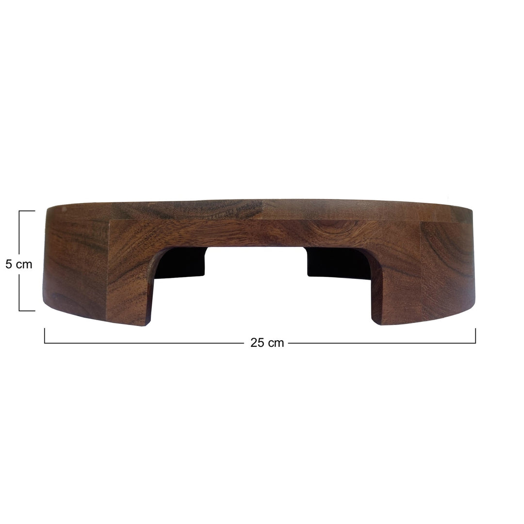 Pedestal Circular de Madera con Asas