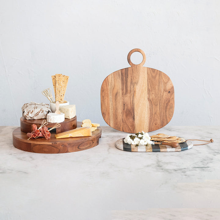 Pedestal Circular de Madera con Asas
