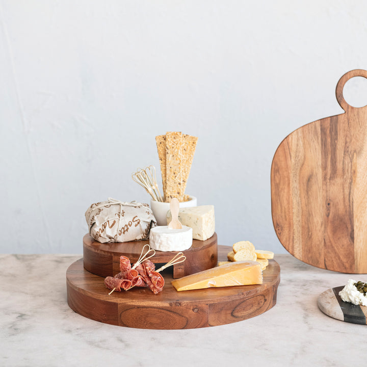 Pedestal Circular de Madera con Asas