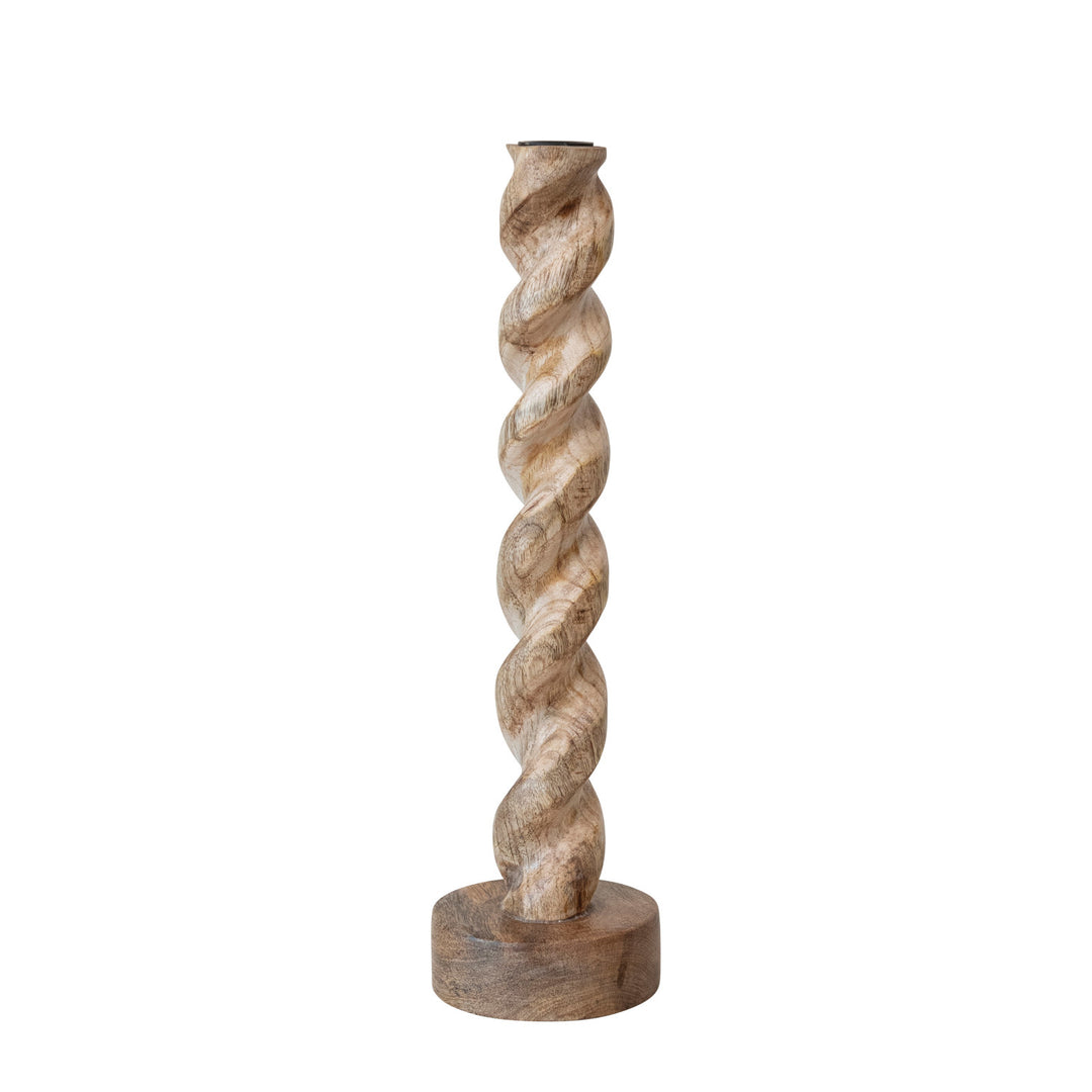 Portavela Twist Tallado Madera Claro