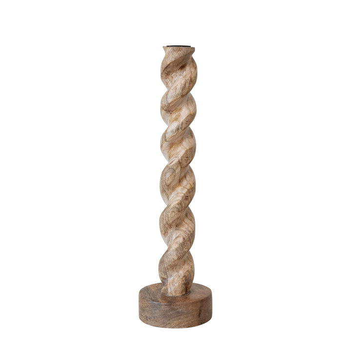 Portavela Twist Tallado Madera Claro