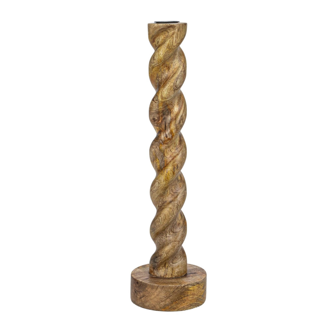 Portavela Twist Tallado Madera Claro
