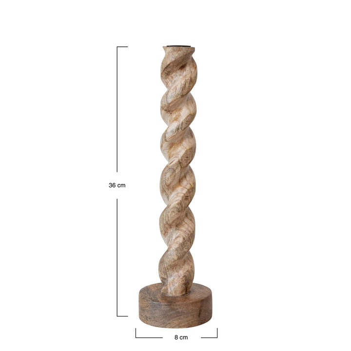 Portavela Twist Tallado Madera Claro