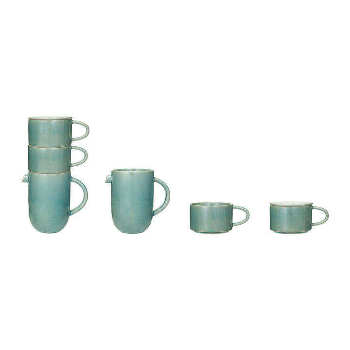 Set Tetera Cerámica Aqua con Tazas