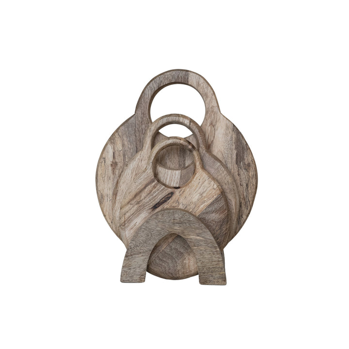 Set de 3 Tablas de Cortar de Madera con Asas y Soporte