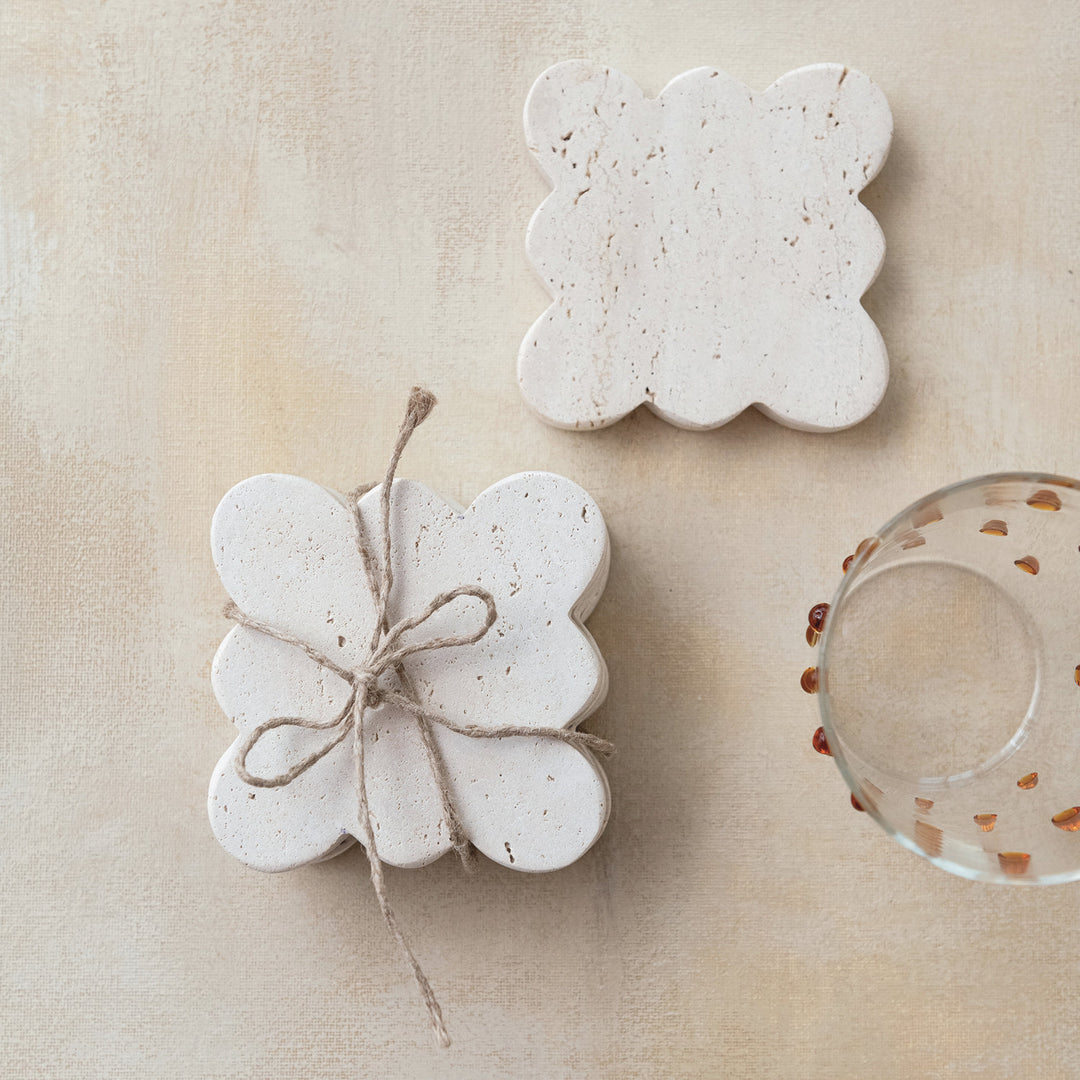 Posavasos de Travertino Borde Festonado, set de 4